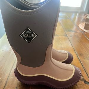 3 tone color purple kids muck boots